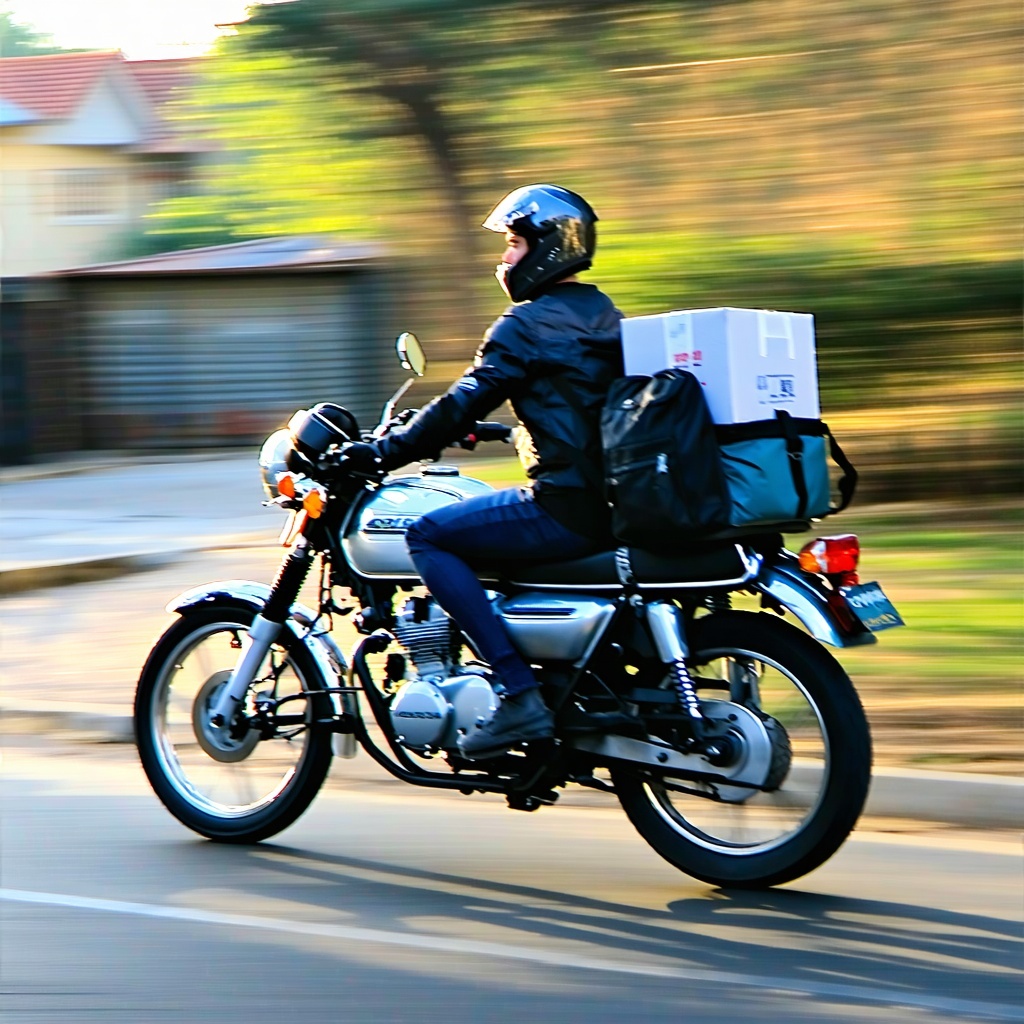 un motociclista realizando un delivery